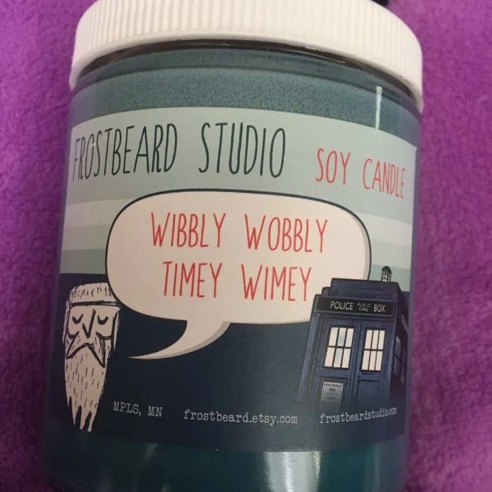 Dr. Who Wibbly Wobbly Timey Wimey Bookish Candle - Picture 2 of 9